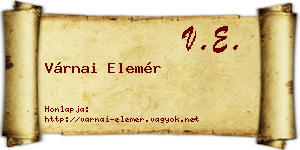 Várnai Elemér névjegykártya